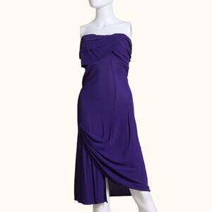 YIGAL Azrouël Violet Purple Strapless Knee Length Dress